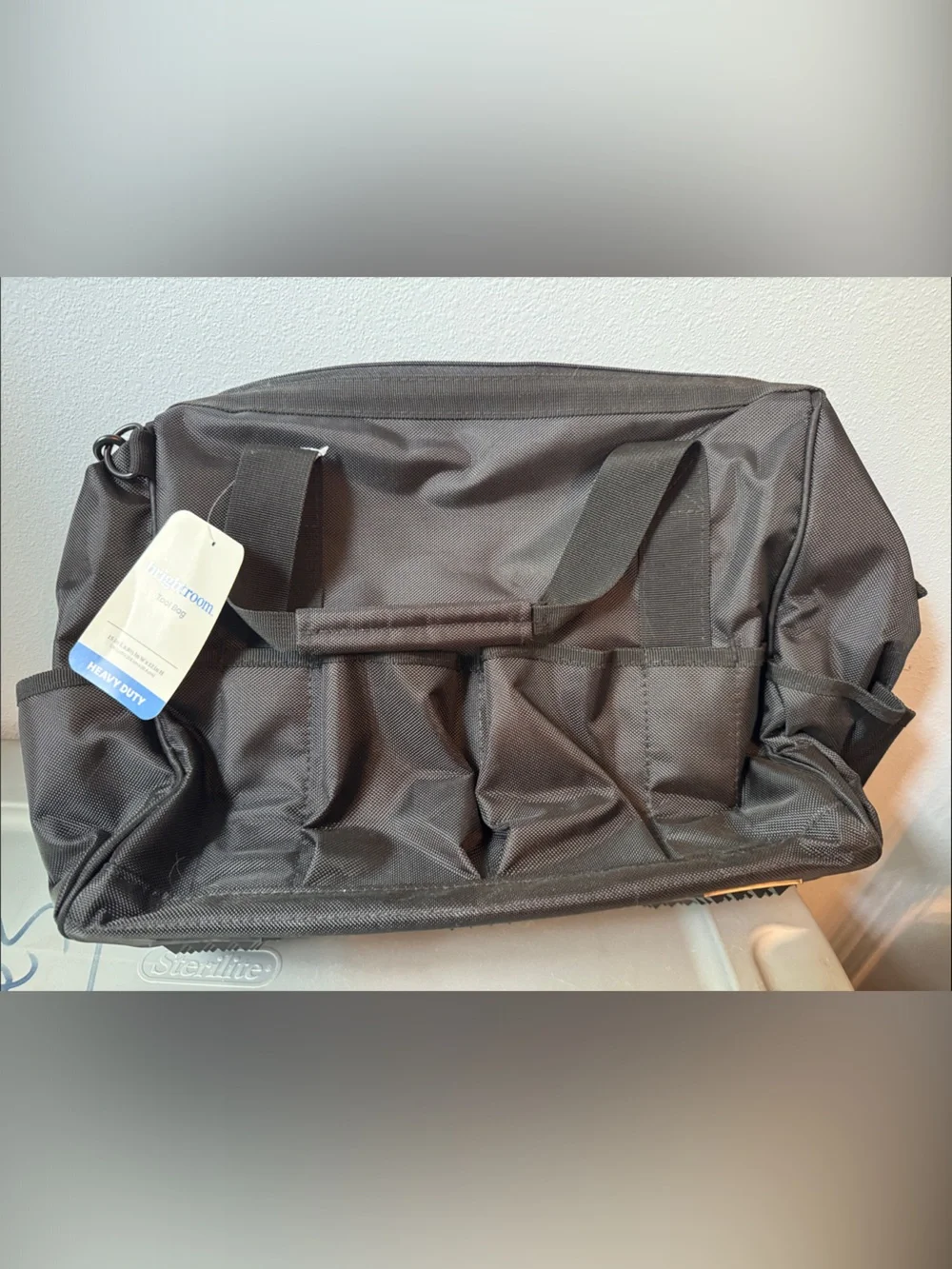 Men's Black Laptop Tote Bag with Front Utility Pockets